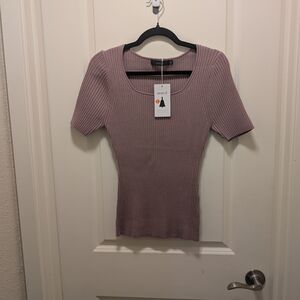 Zara Ribbed Mauve Top
